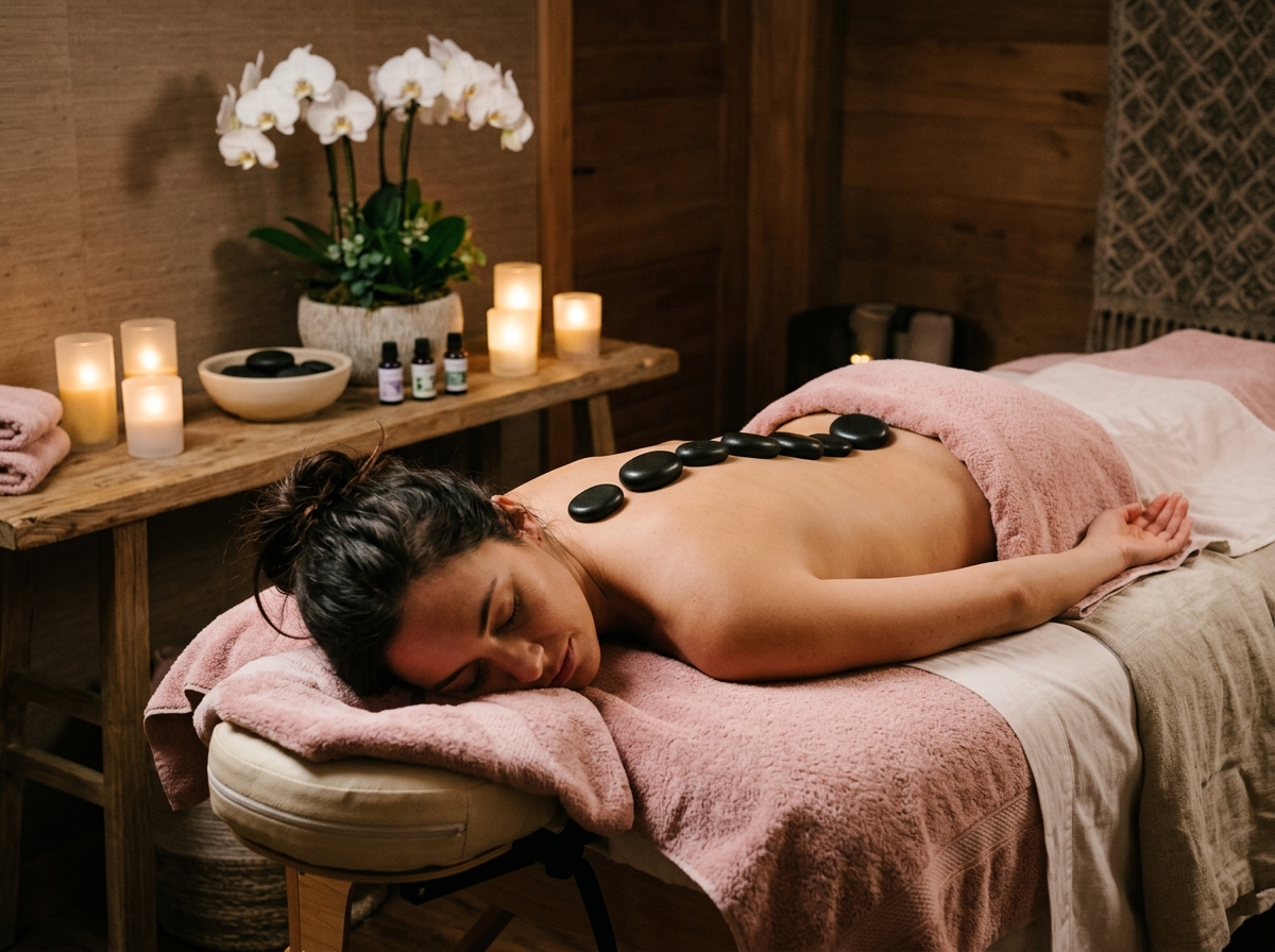 Massage body đá nóng tự nhiên